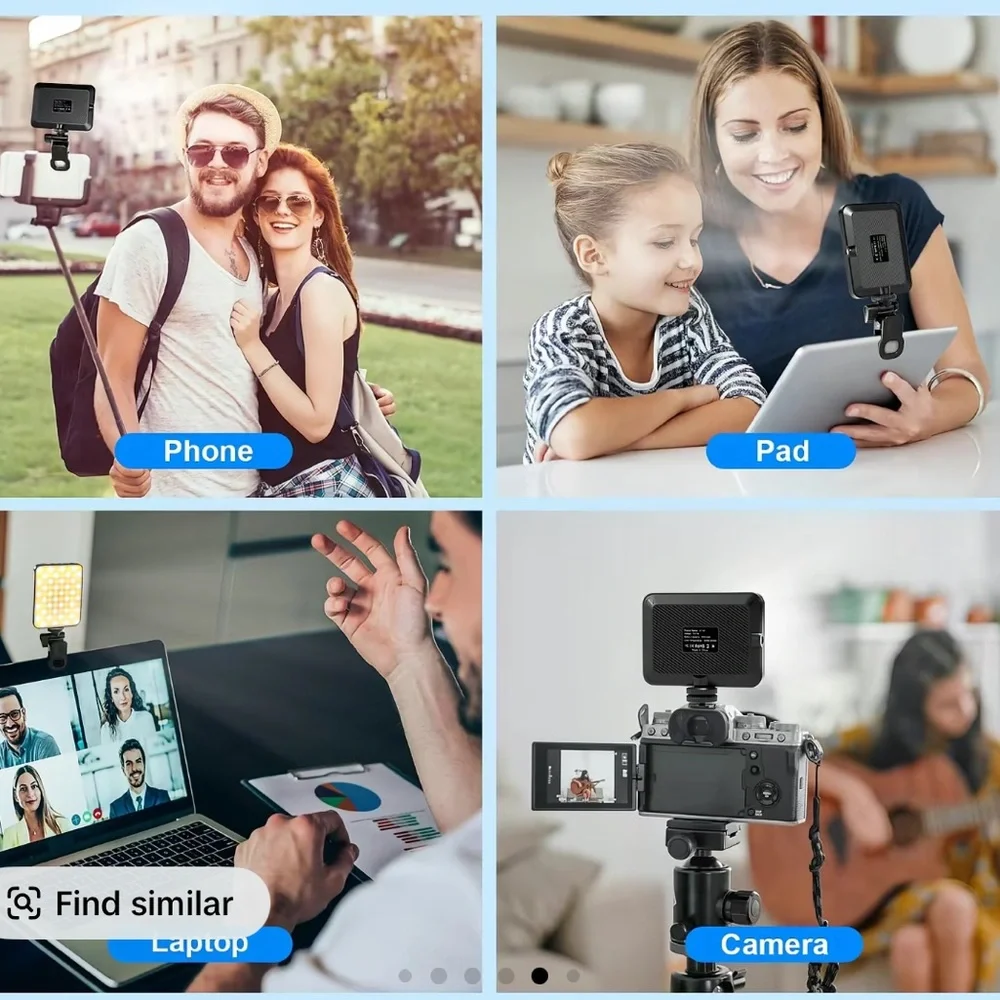 LED Video Light Panel for Cameras and Smartphones - Black